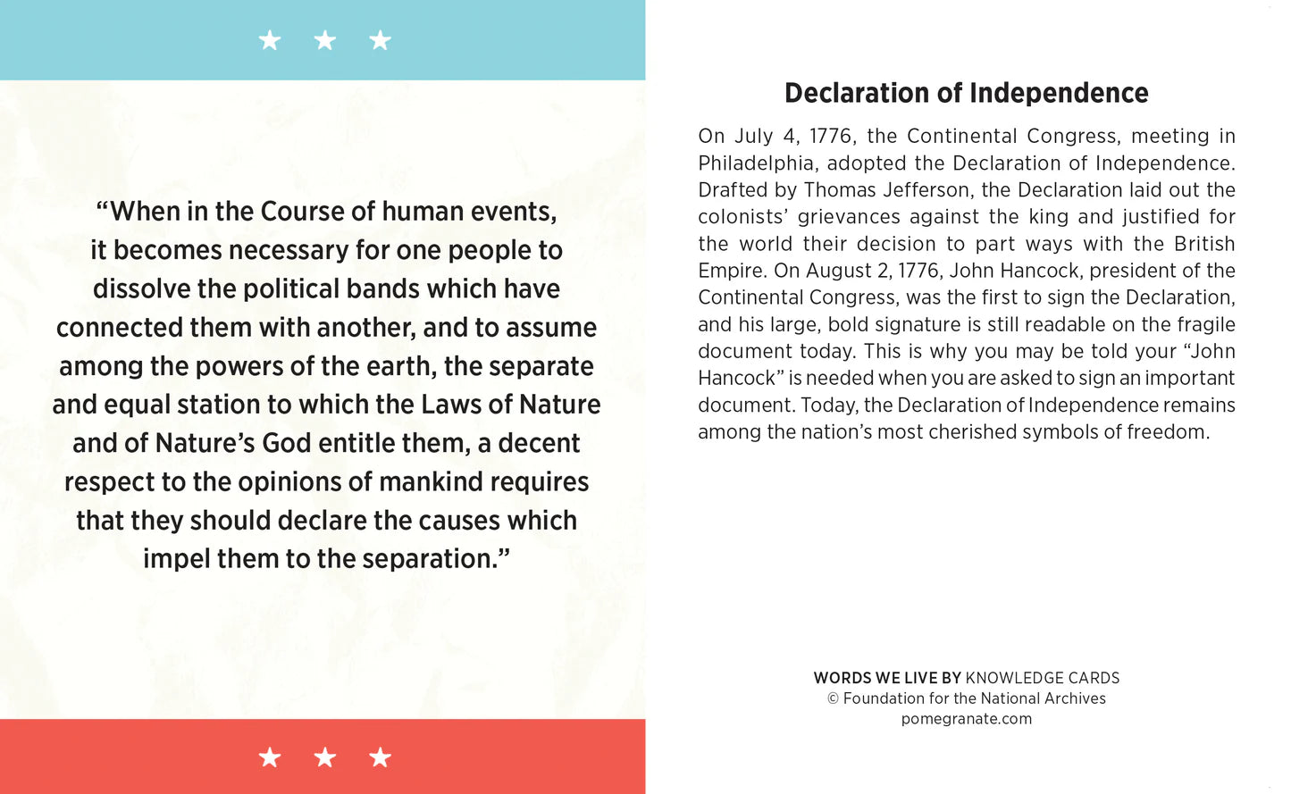 POM Words We Live By: A Quiz Deck on American Historical Documents Knowledge Cards