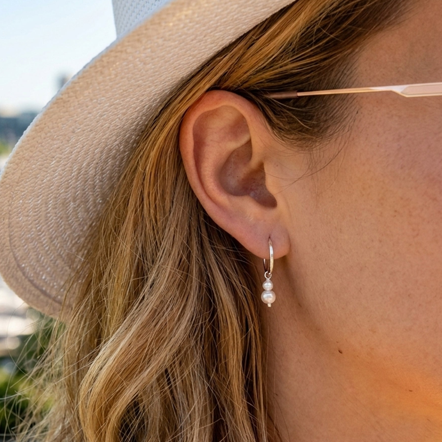 BOMA Double Pearl Hoop Earrings