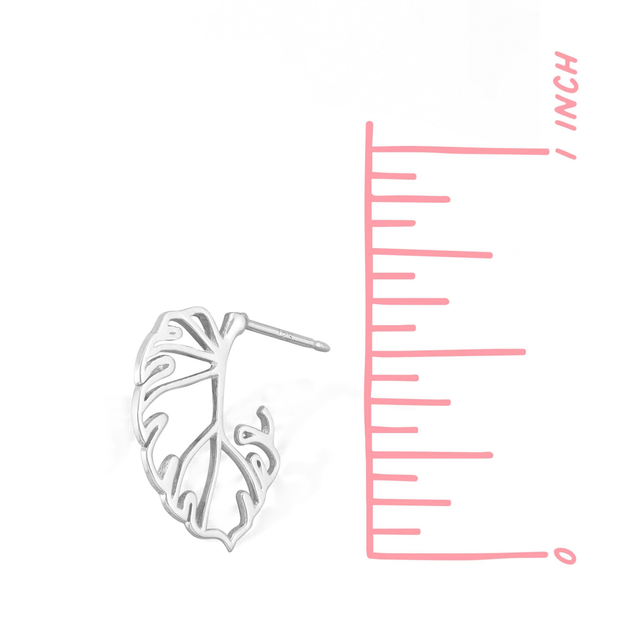 Boma Sterling Silver Wire Monstera Leaf Posts    