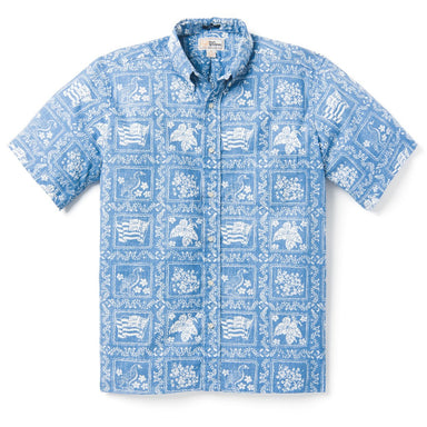 Reyn Spooner Lahaina Sailor Archive Classic Button Front Short Sleeve Camp Shirt Denim M 805766432276