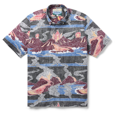 Reyn Spooner Volcanoes National Park Short Sleeve Camp Shirt Black M 805766462938