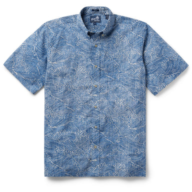 Reyn Spooner Molokai Channel Button Front Camp Shirt Lichen Blue S  805766213172