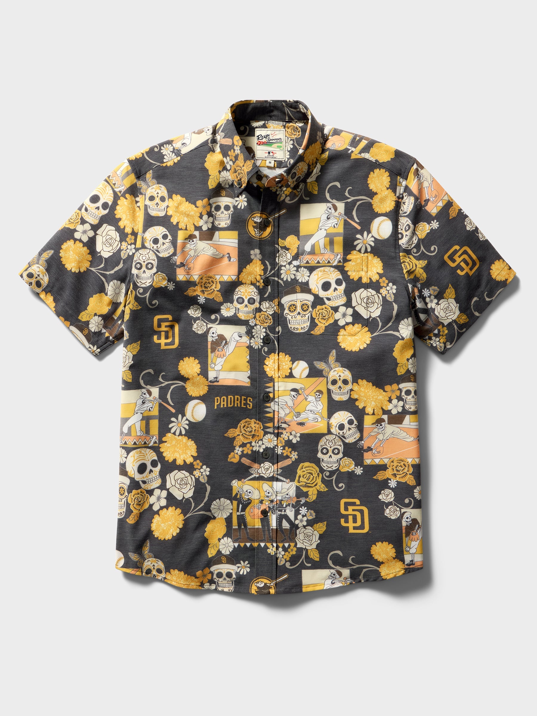 Reyn Spooner MLB® San Diego Padres Dia De Los Muertos Performance Button Front Black S 805766380997