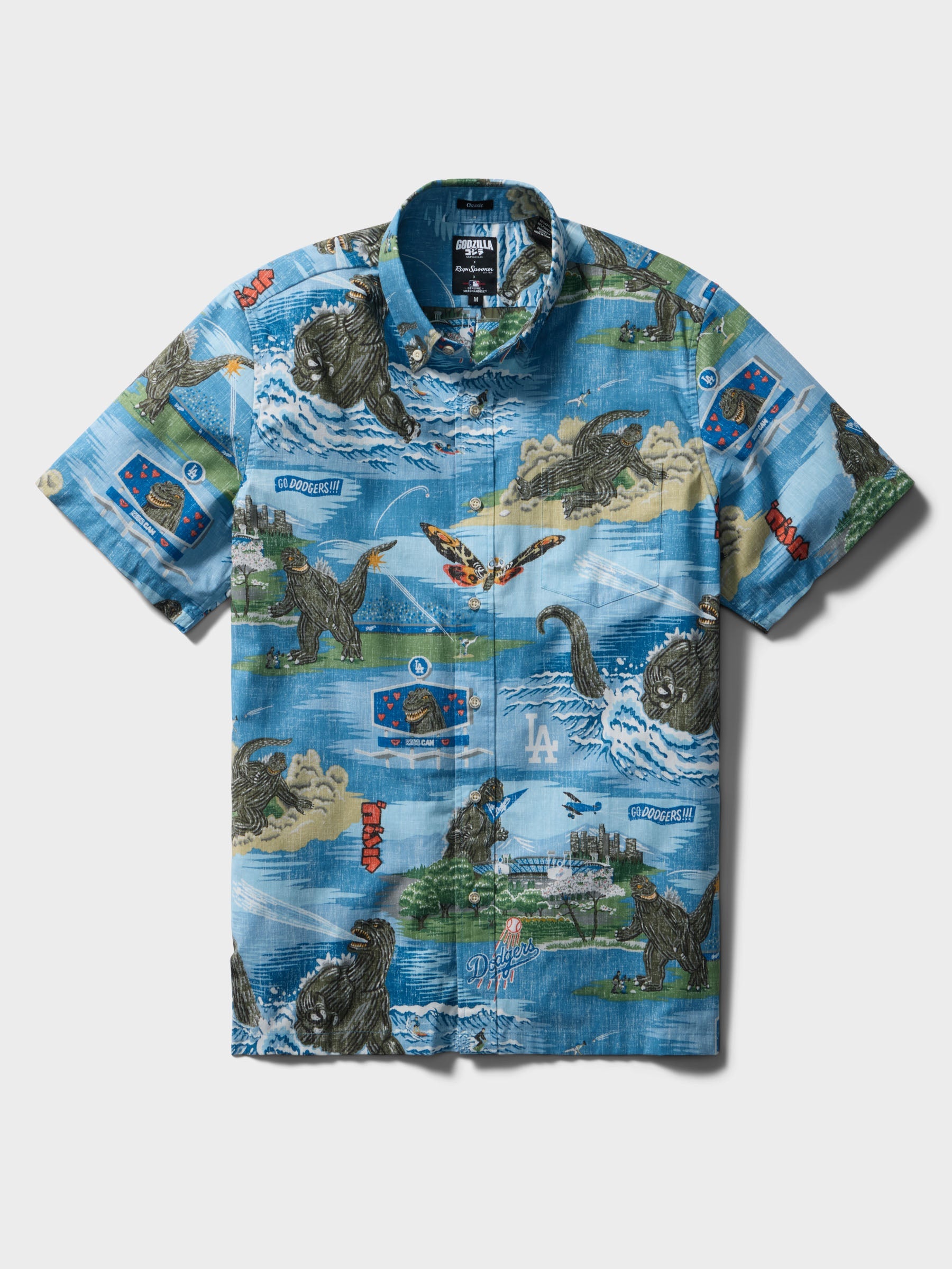 Reyn Spooner MLB® Los Angeles Dodgers Godzilla Classic Button Front Short Sleeve Camp Shirt (Copy) Blue M 805766506441