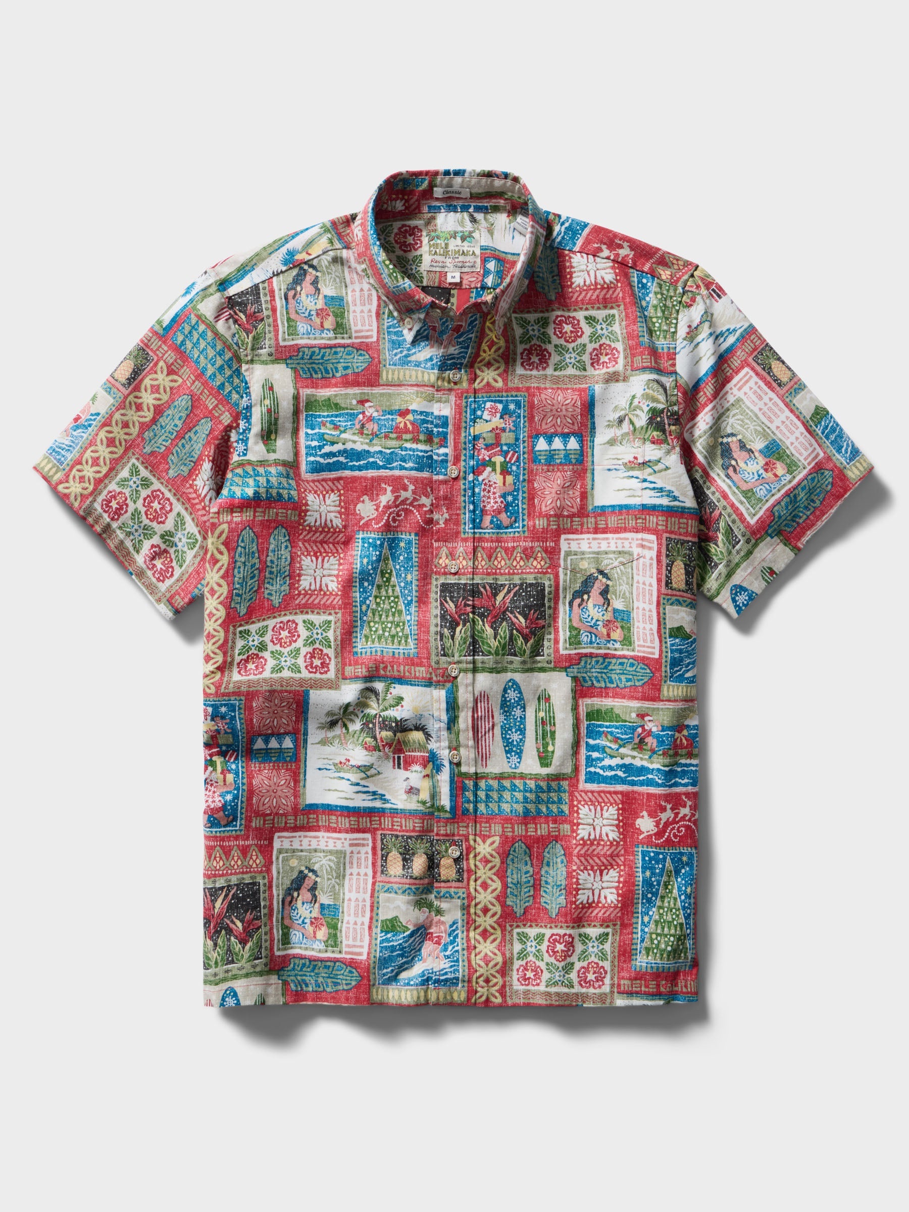 Reyn Spooner Hawaiian Christmas 2026 Button Front Short Sleeve Camp Shirt