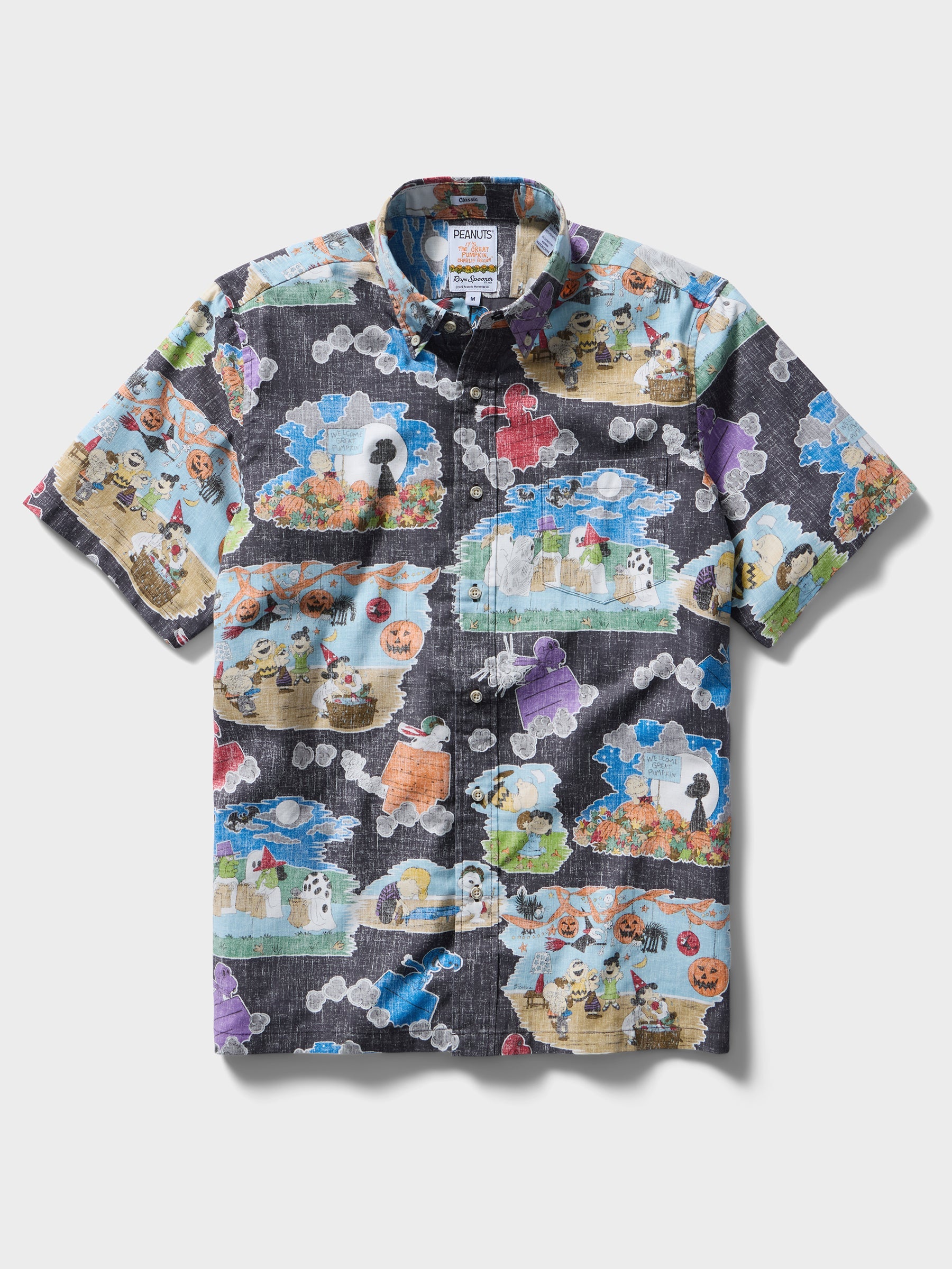 Reyn Spooner It's The Great Pumpkin Charlie Brown: 60th Anniversary Button Front Short Sleeve Camp Shirt