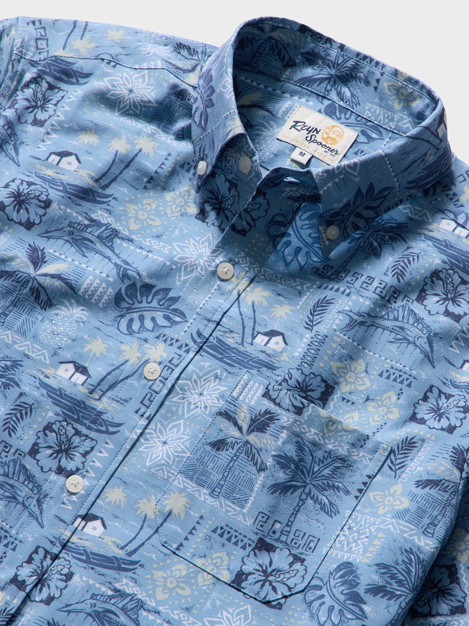 Reyn Spooner Tapa Montage Performance Button Front Short Sleeve Camp Shirt