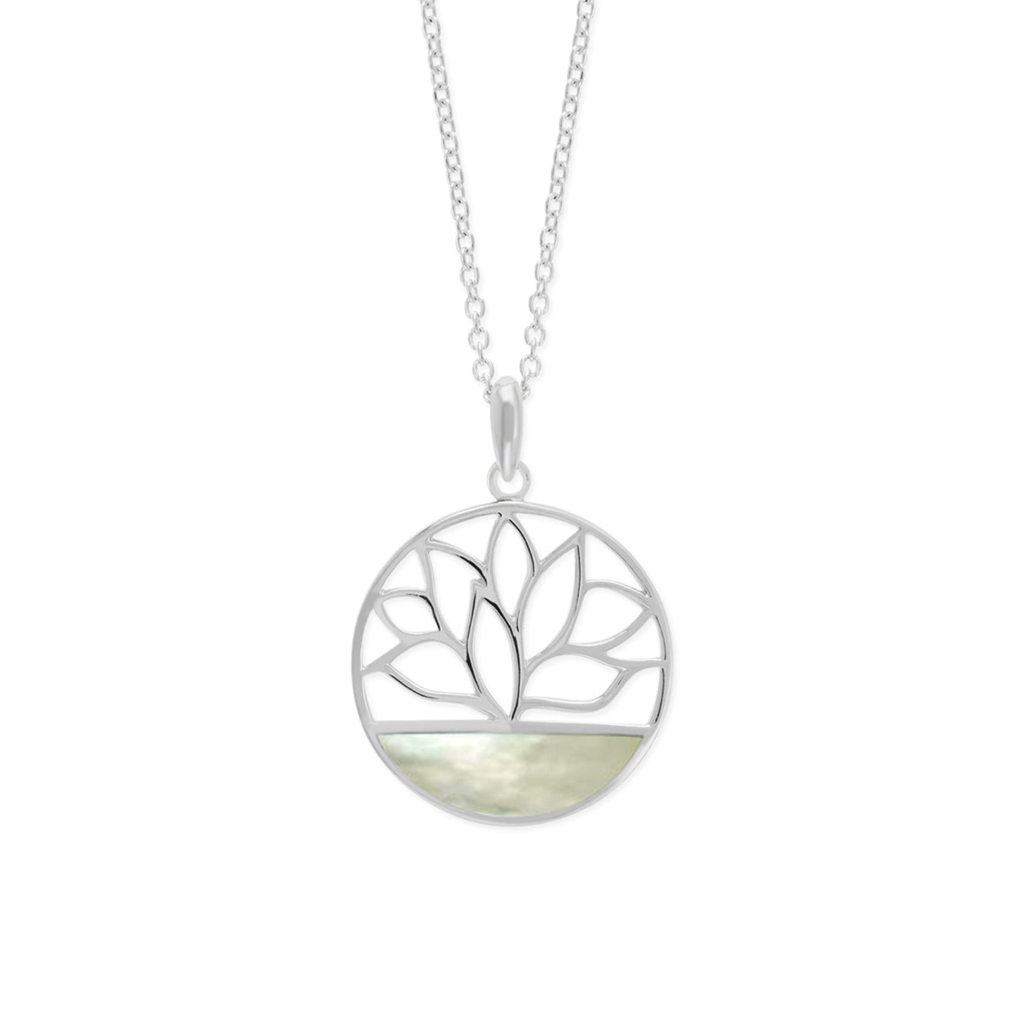 Boma Necklace Open Circle With Lotus And Mother Of Pearl