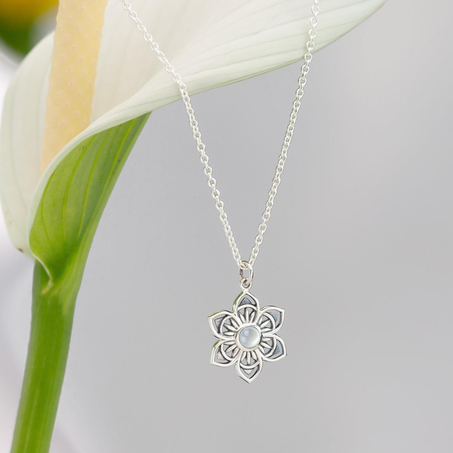 BOMA Floral Mandala Necklace with Mother of Pearl