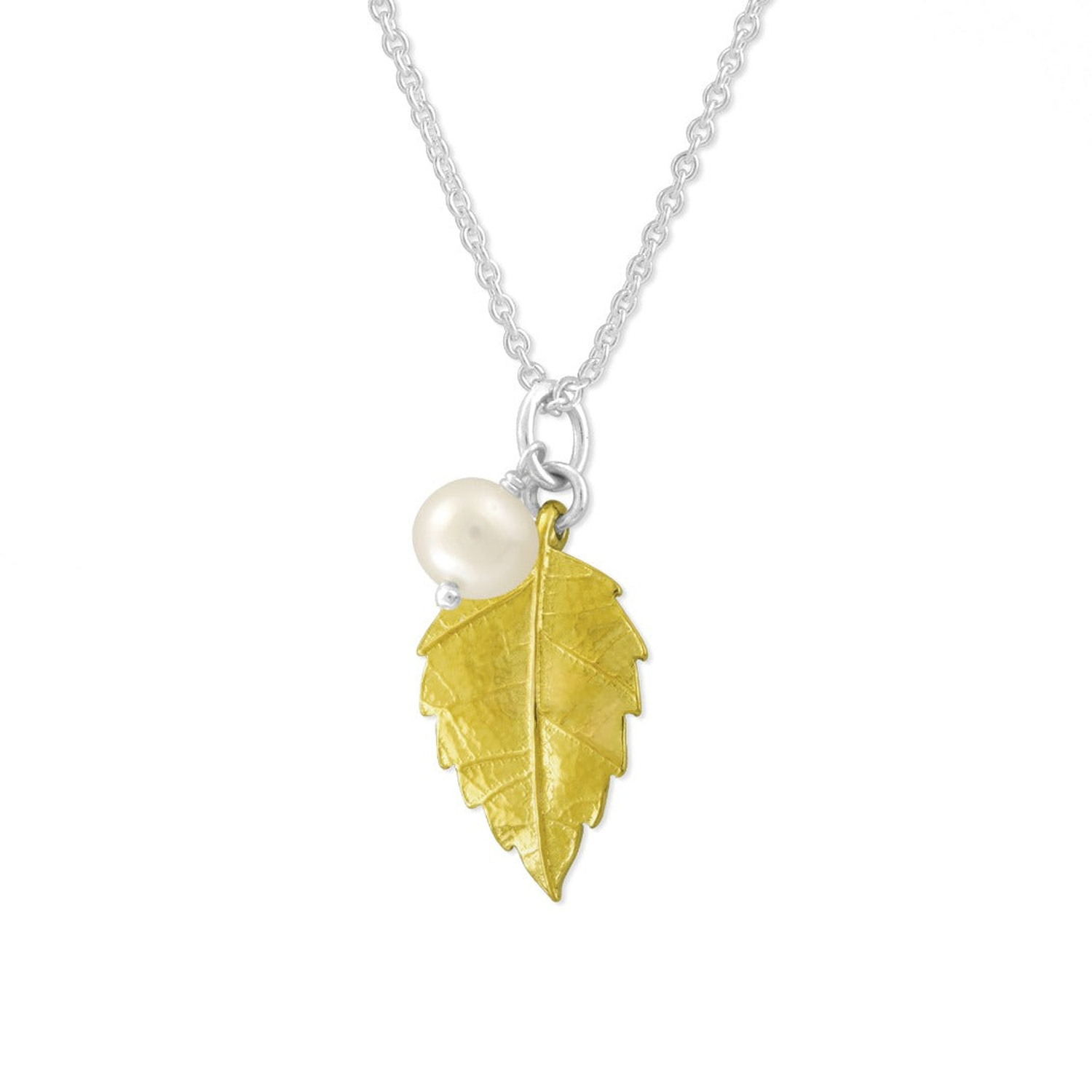 BOMA Leaf and Pearl Necklace - Gold