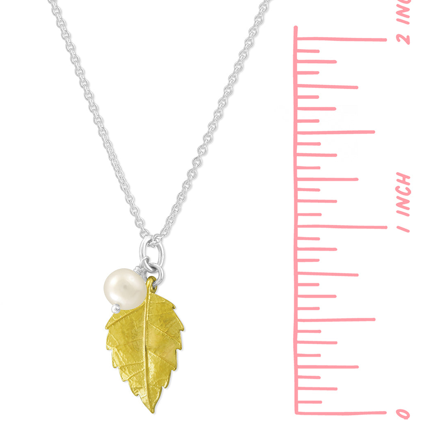 BOMA Leaf and Pearl Necklace - Gold