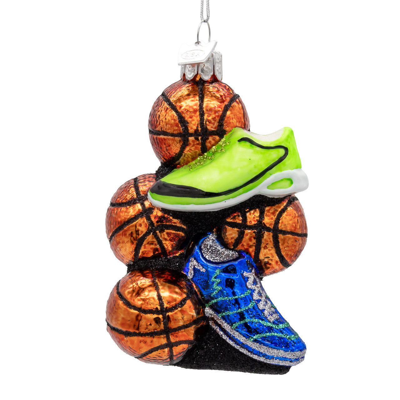 Glass Basketball with Shoes Ornament