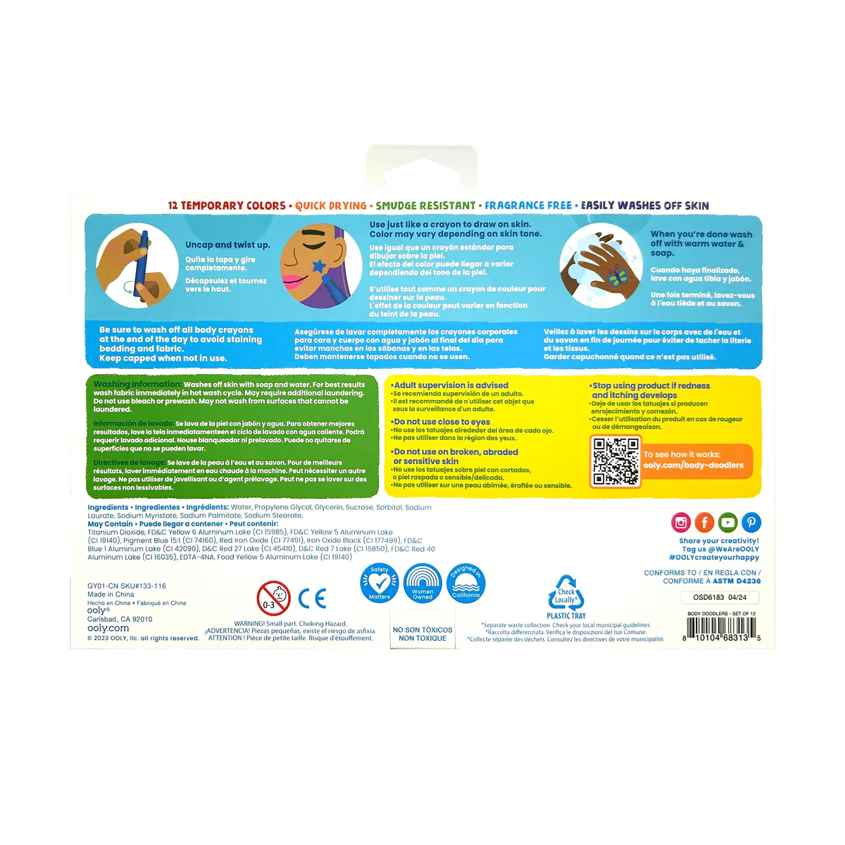 OOLY BODY DOODLR FACE/BODY CRAYONS
