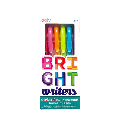 OOLY Bright Writers 6 Colored Ink Retractable Ball Point Pens