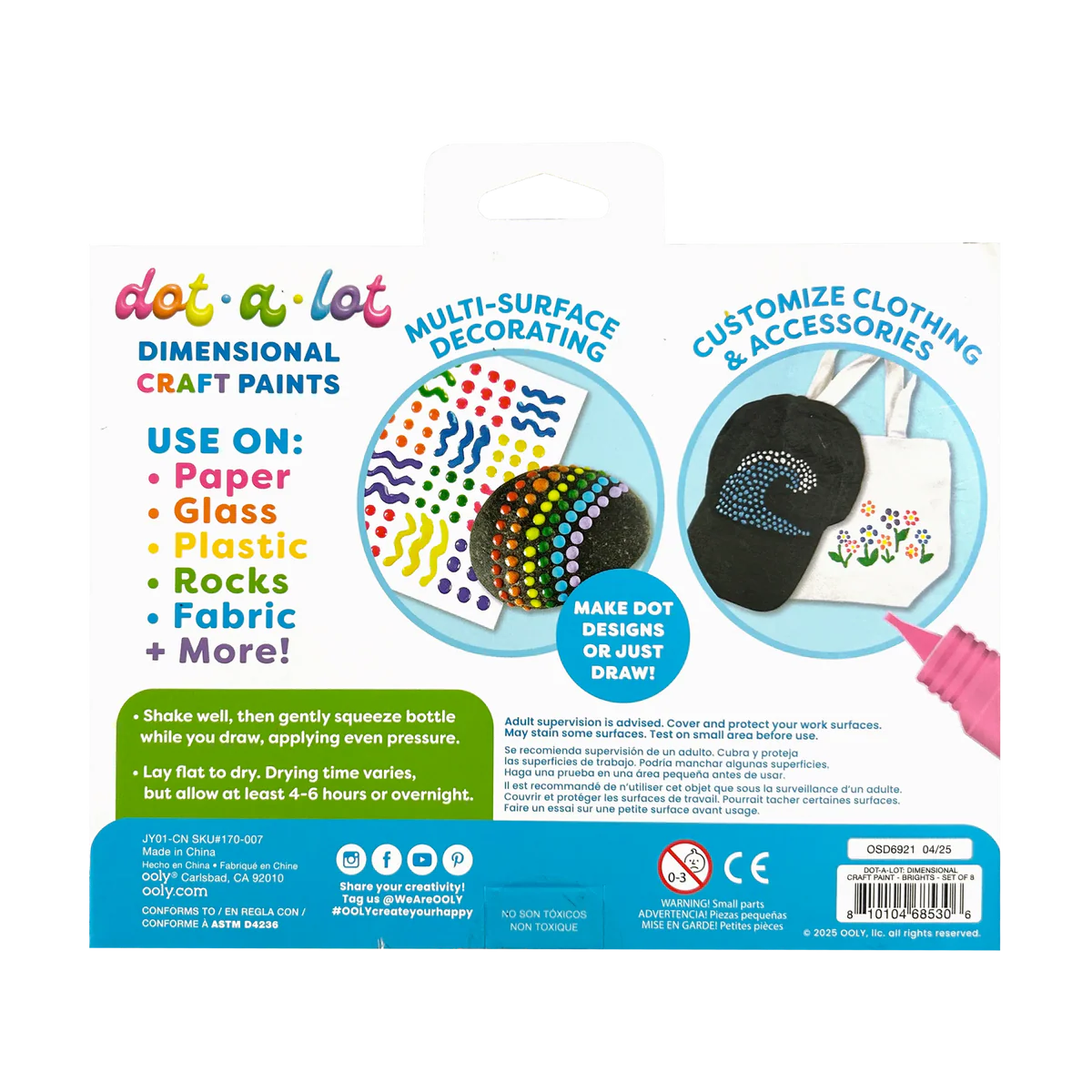 Dot-a-Lot 3D Dimensional Craft Paint - Brights - Set of 8