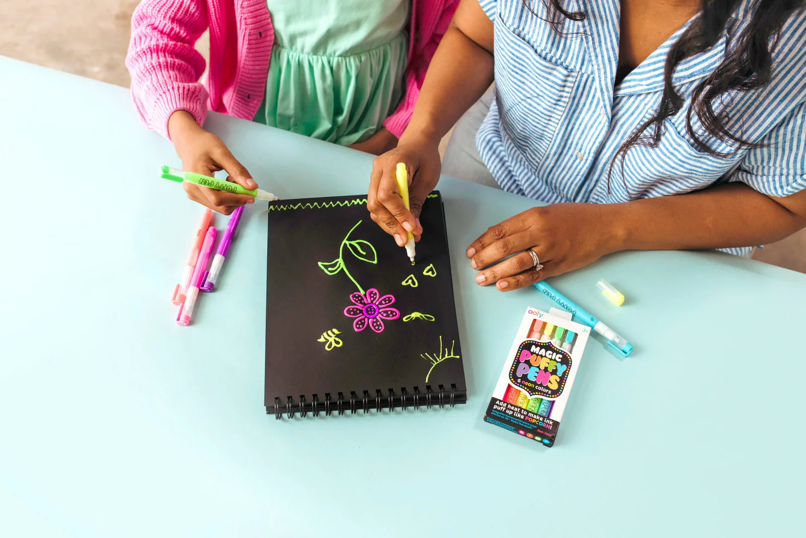 Magic Puffy Pens - 6 Neon Colors