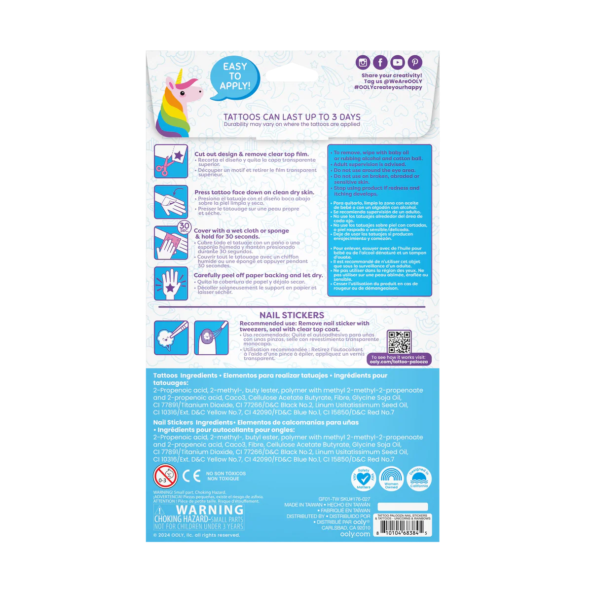 OOLY TATTOO PALOOZA UNICORN RNBW