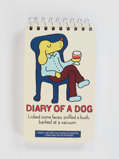 BLUQ Diary Of A dog. Licked Some Faces, Sniffed A Bush, Barked At A Vacuum 3x5 Spiral Notebook