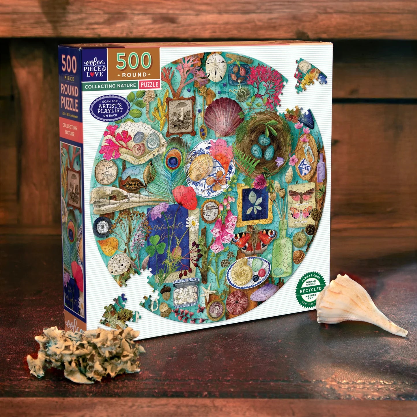 eeBoo Collecting Nature 500 Piece Round Puzzle