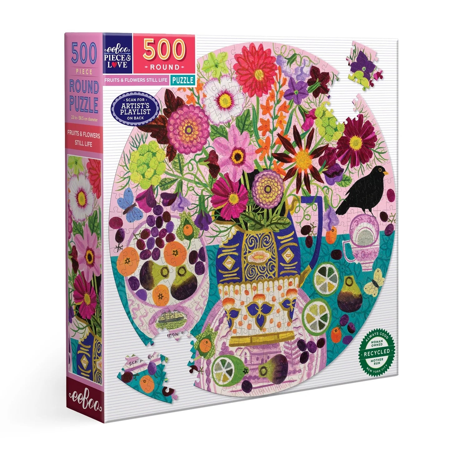 Fruits & Flowers Still Life 500 Piece Round Puzzle