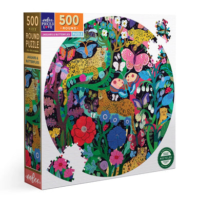 Jaguars & Butterflies 500 Piece Round Puzzle