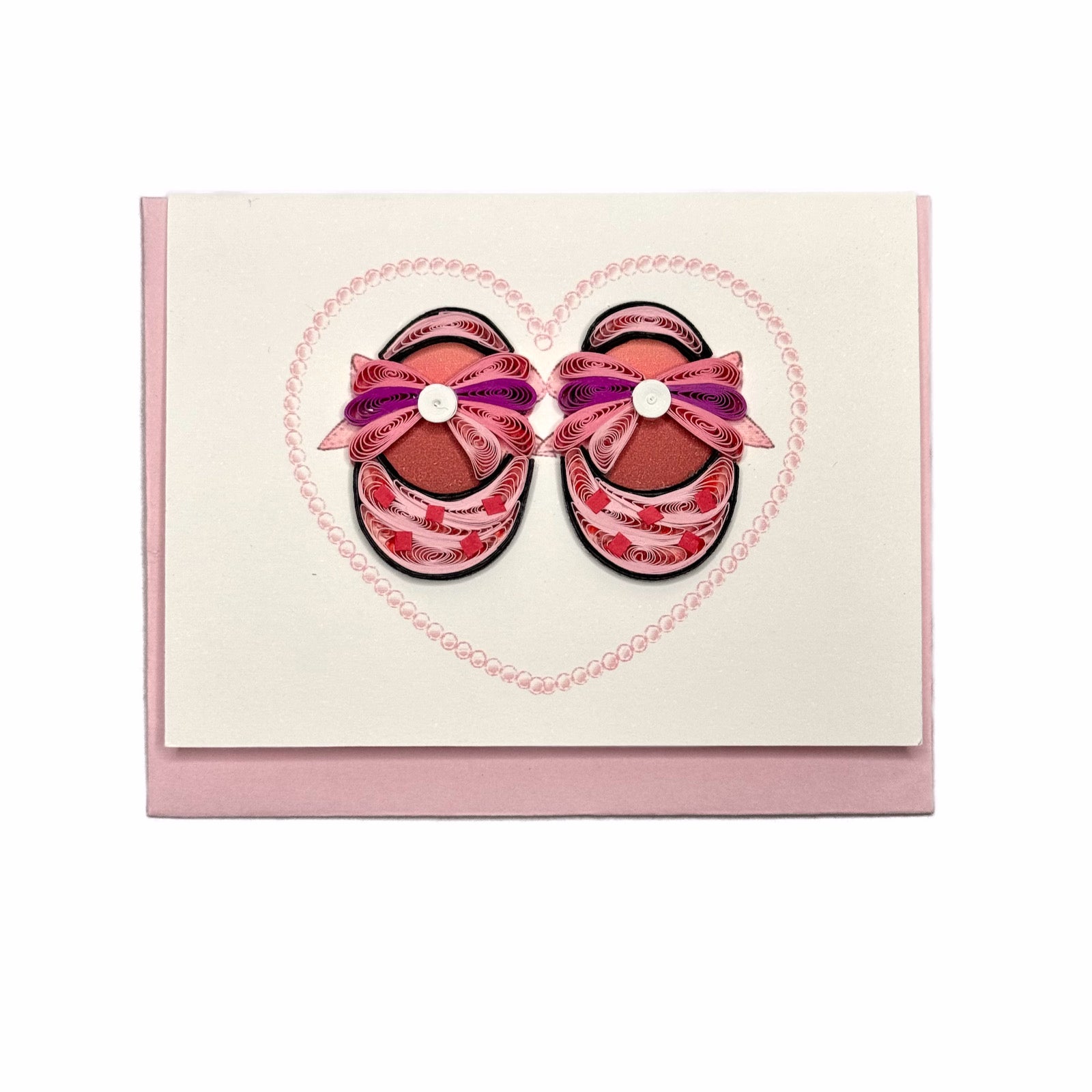 Pink Baby Booties - Blank Quilling Enclosure Card