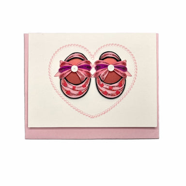 Pink Baby Booties - Blank Quilling Enclosure Card