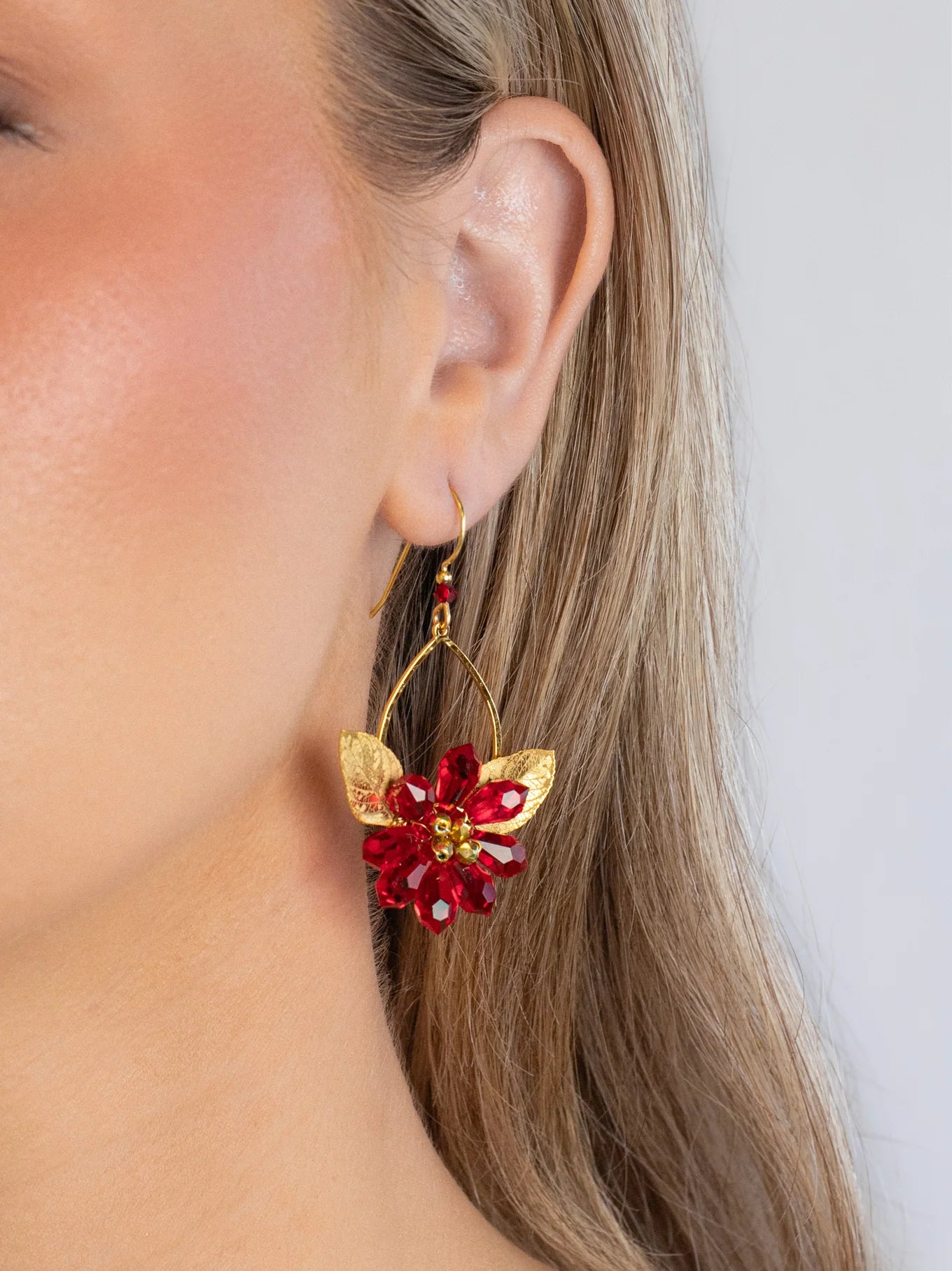 Holly Yashi Poinsettia Earrings - Scarlet