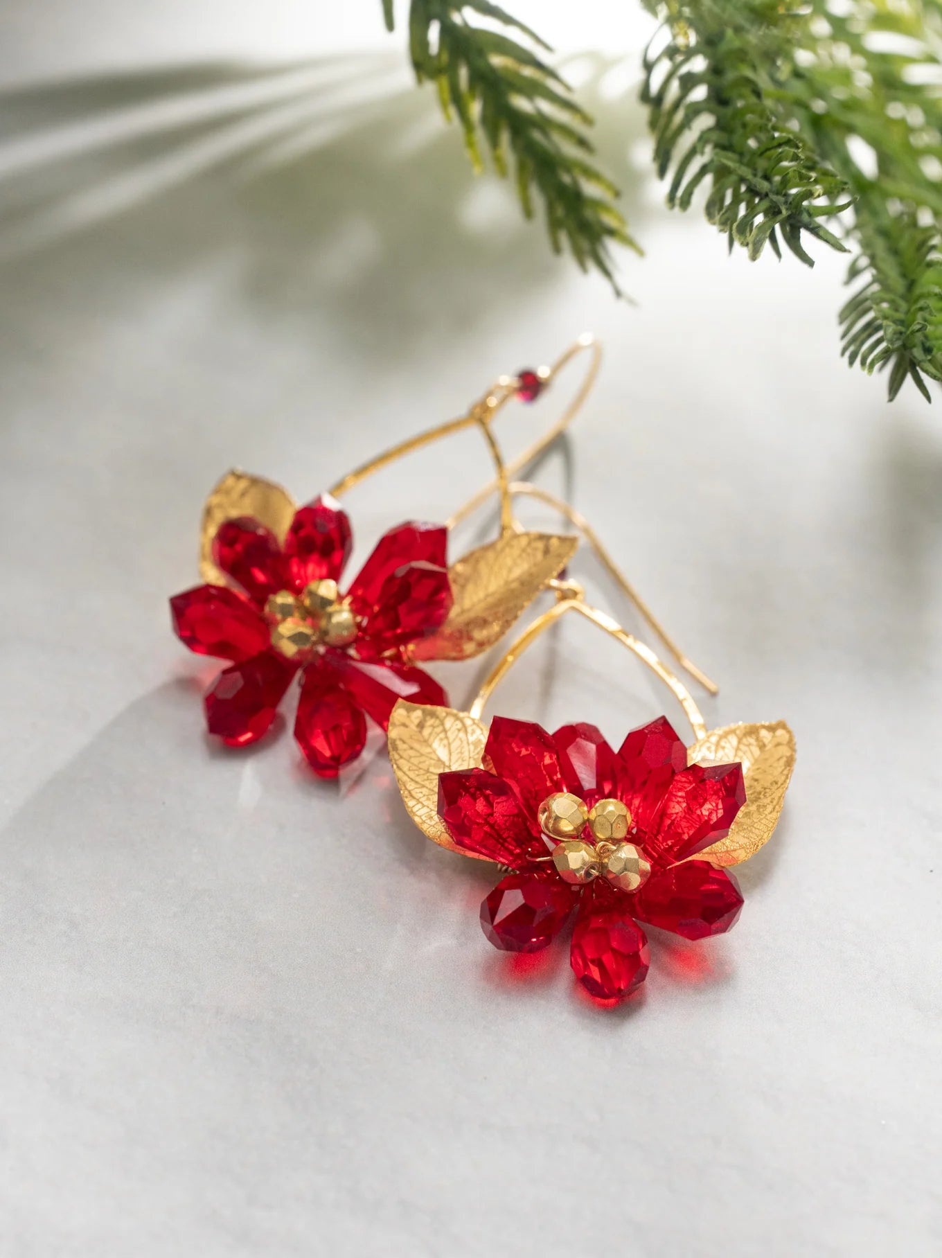 Holly Yashi Poinsettia Earrings - Scarlet