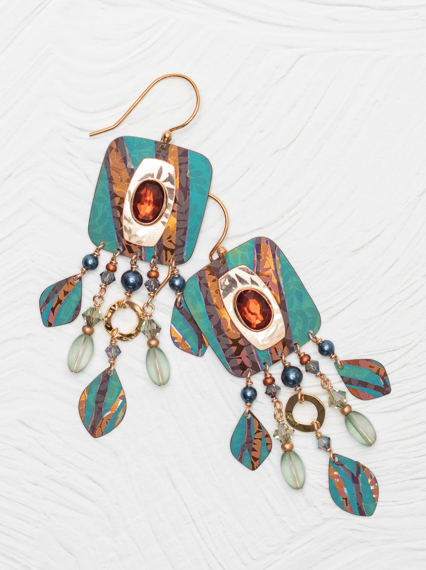 Holly Yashi Mystic Falls Earrings - Teal and Amber