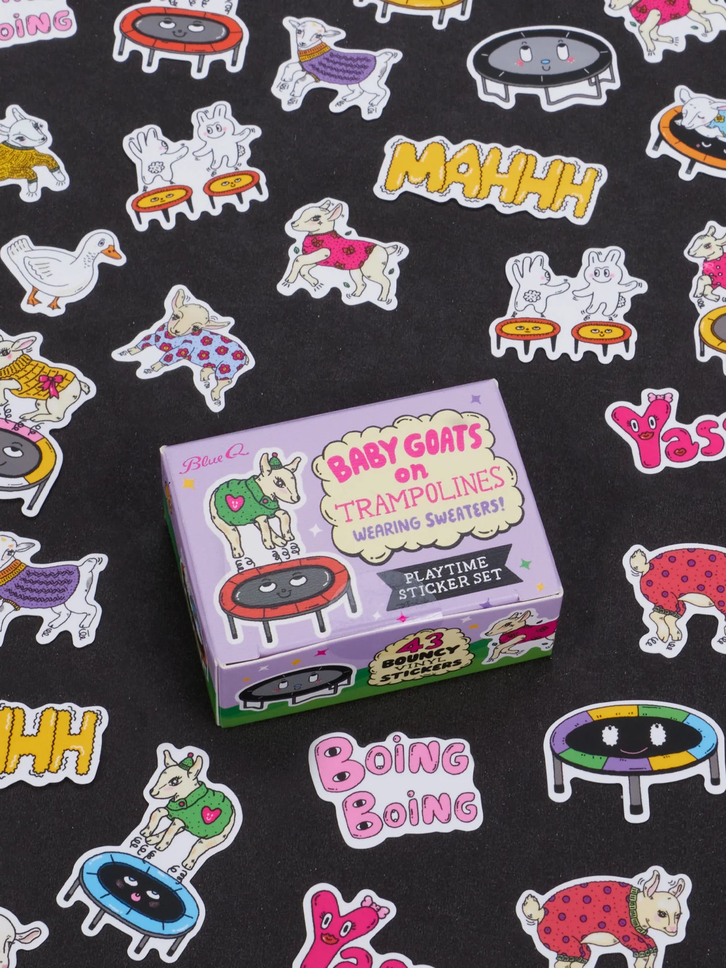 BLUQ Baby Goats On Trampolines Wearing Sweaters Playtime Sticker Set