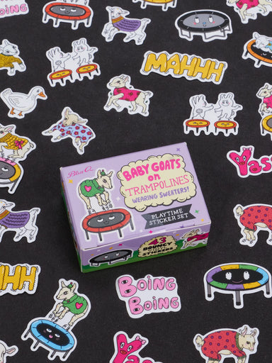 BLUQ Baby Goats On Trampolines Wearing Sweaters Playtime Sticker Set