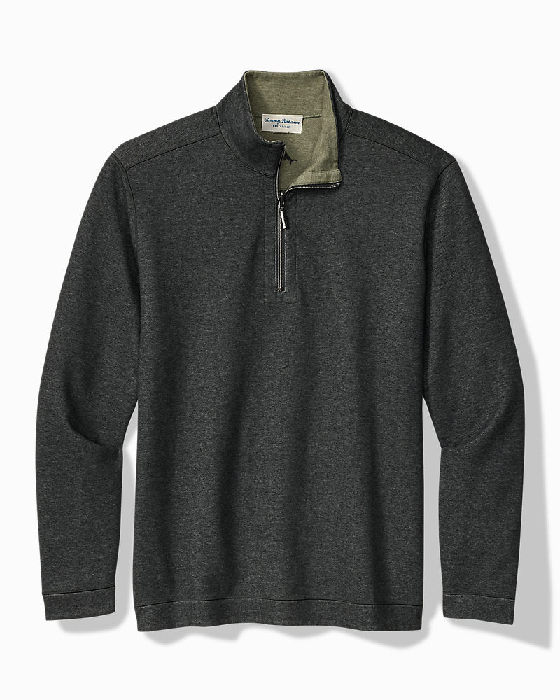 Tommy Bahama Flipview Half Zip Charcoal Heather M 023768112709