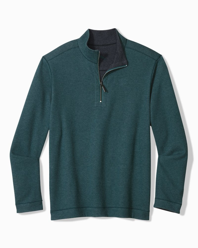 Tommy Bahama Flipview Half Zip Emerald Coast Blue Heather M 023763550018