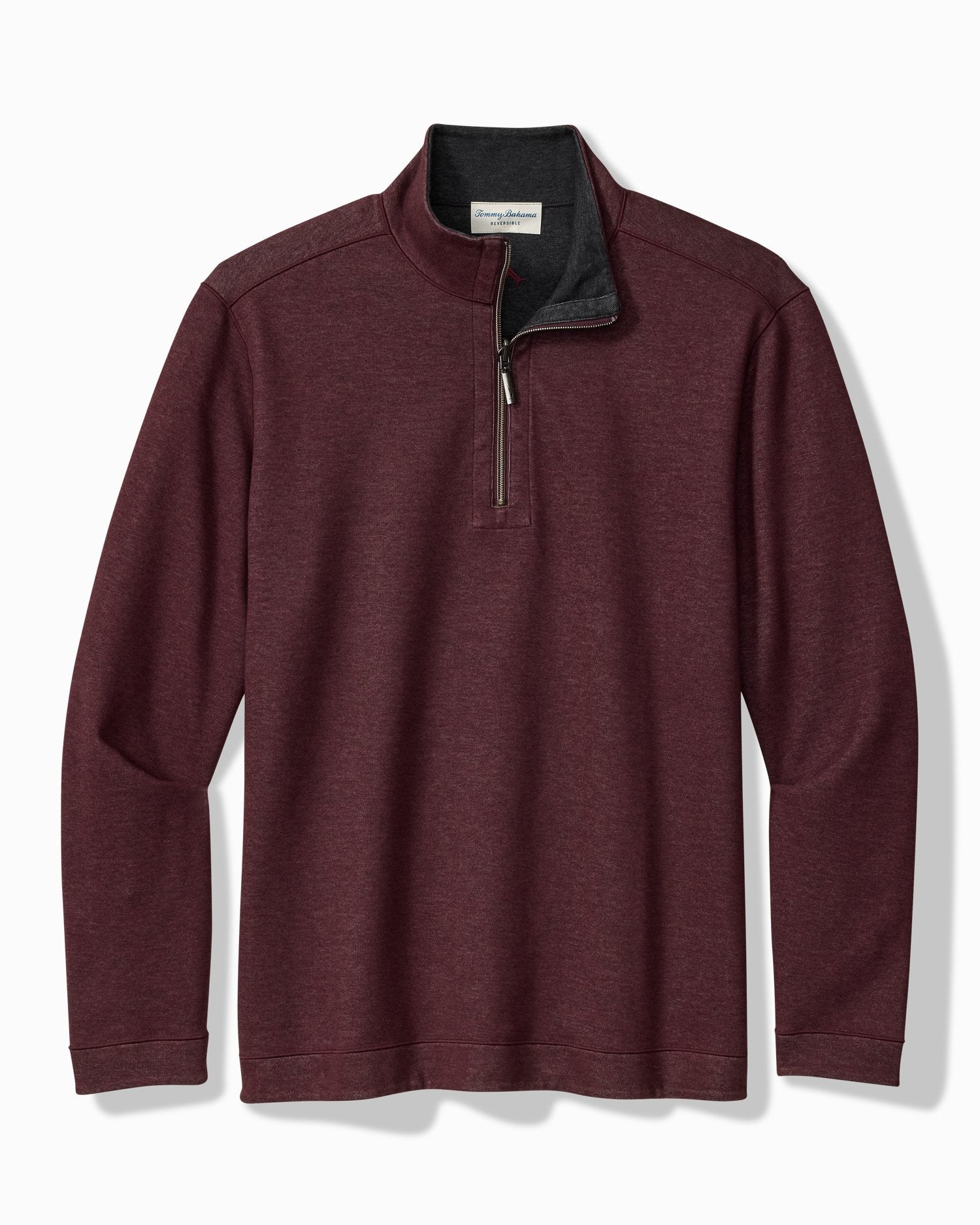Tommy Bahama Flipview Half Zip Black Cherry Heather M 023768113065