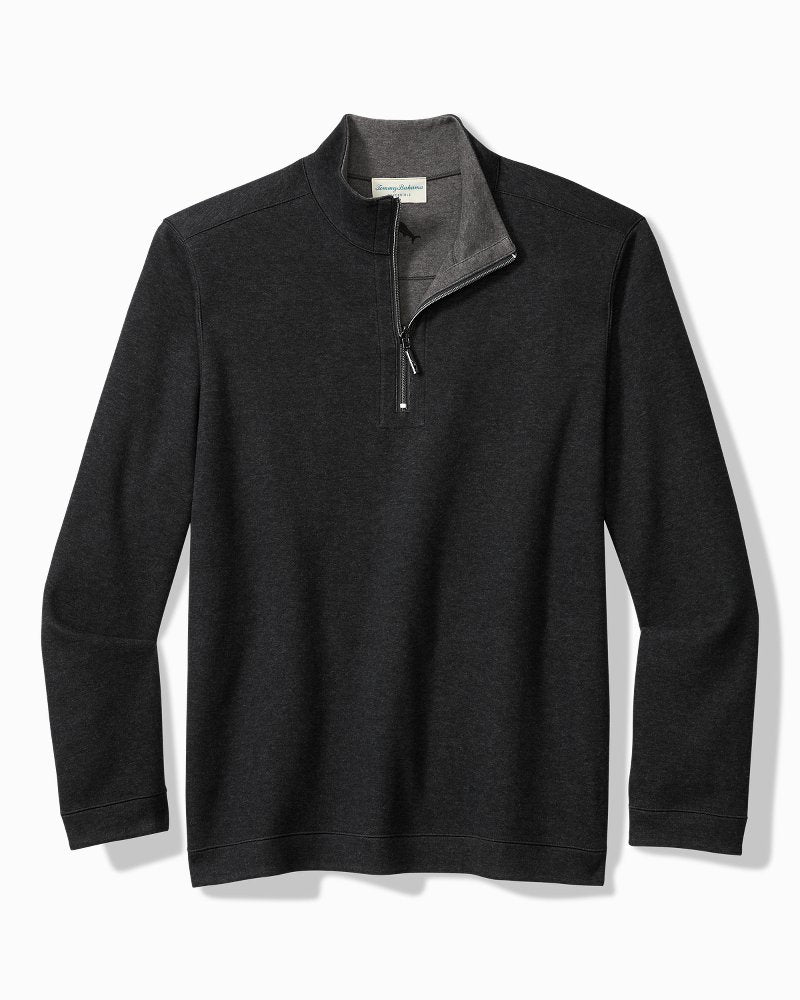 Tommy Bahama Flipview Half Zip Black Heather M 023763550254