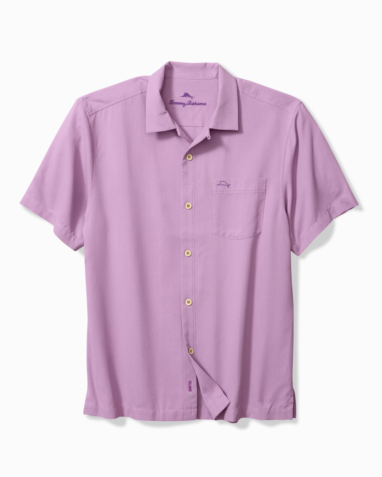 Tommy Bahama Coastal Breeze Check IslandZone® Camp Shirt Lavender Haze M 023763298705