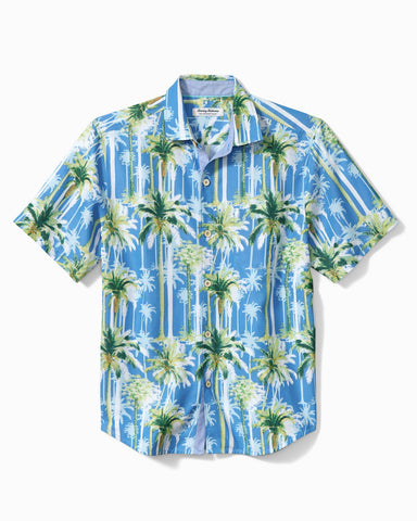 coconut palm tshirt Tommy Bahama Coconut Point Grand Palms Camp Shirt Mountain Bluebell / M