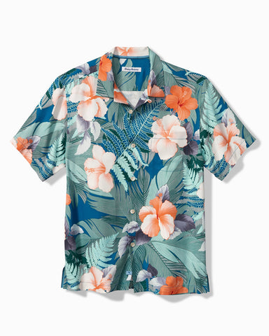 Tommy Bahama Garden of Hope and Courage Camp Shirt Blue Allure M  023791055899