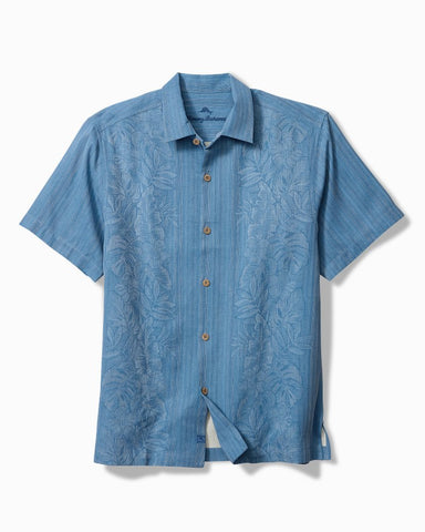Tommy Bahama Maui Border Short Sleeve Camp Shirt Buccaneer Blue M 023763286955