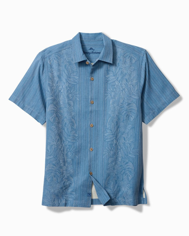 Tommy Bahama Maui Border Short Sleeve Camp Shirt Buccaneer Blue M 023763286955