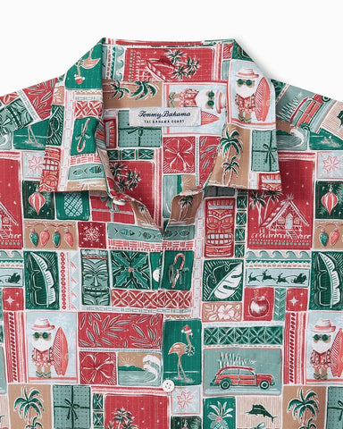 Tommy Bahama Bahama Coast Gift Wrap IslandZone® Short Sleeve Camp Shirt