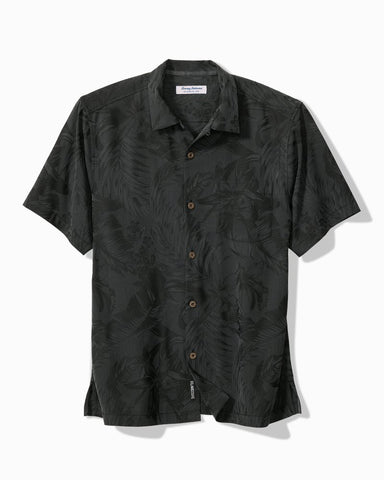 Tommy Bahama Coastal Ease Botanic Loom Short Sleeve Camp Shirt Black M 023763832251