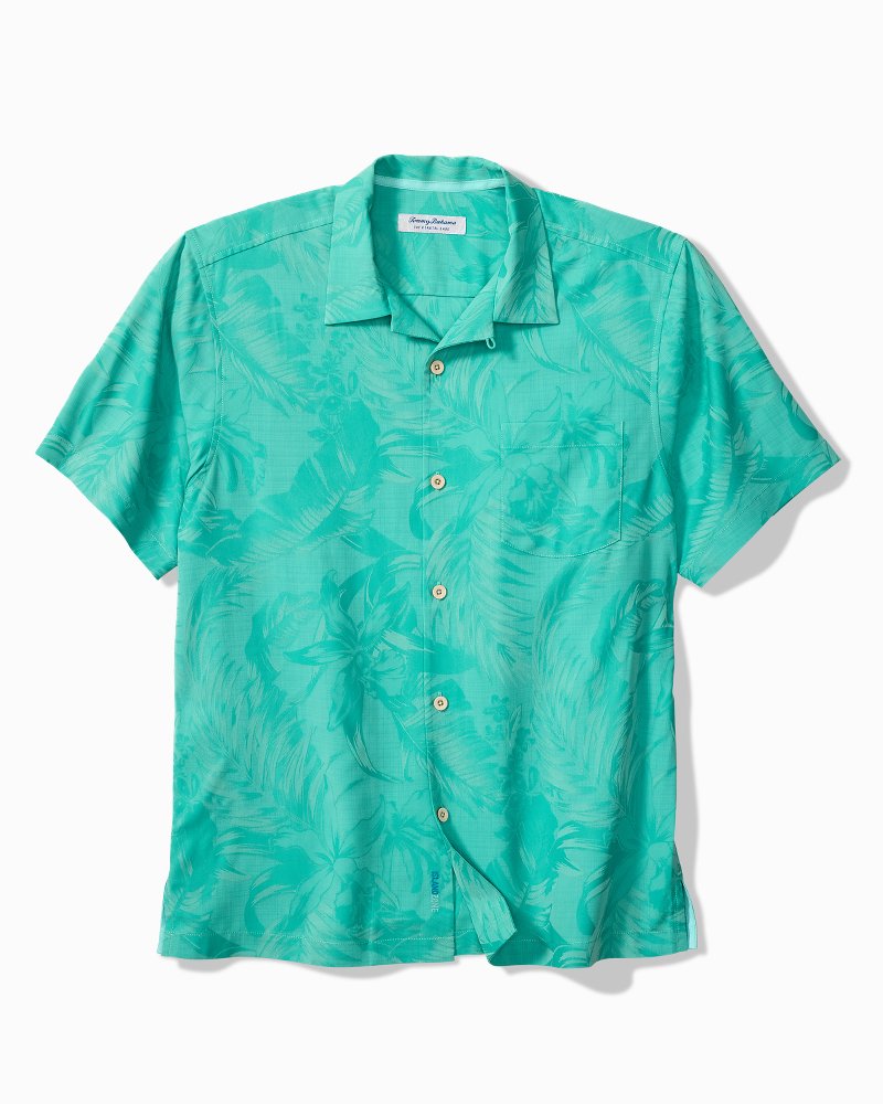 Tommy Bahama Coastal Ease Botanic Loom Short Sleeve Camp Shirt Blue Freeze M 023763832602