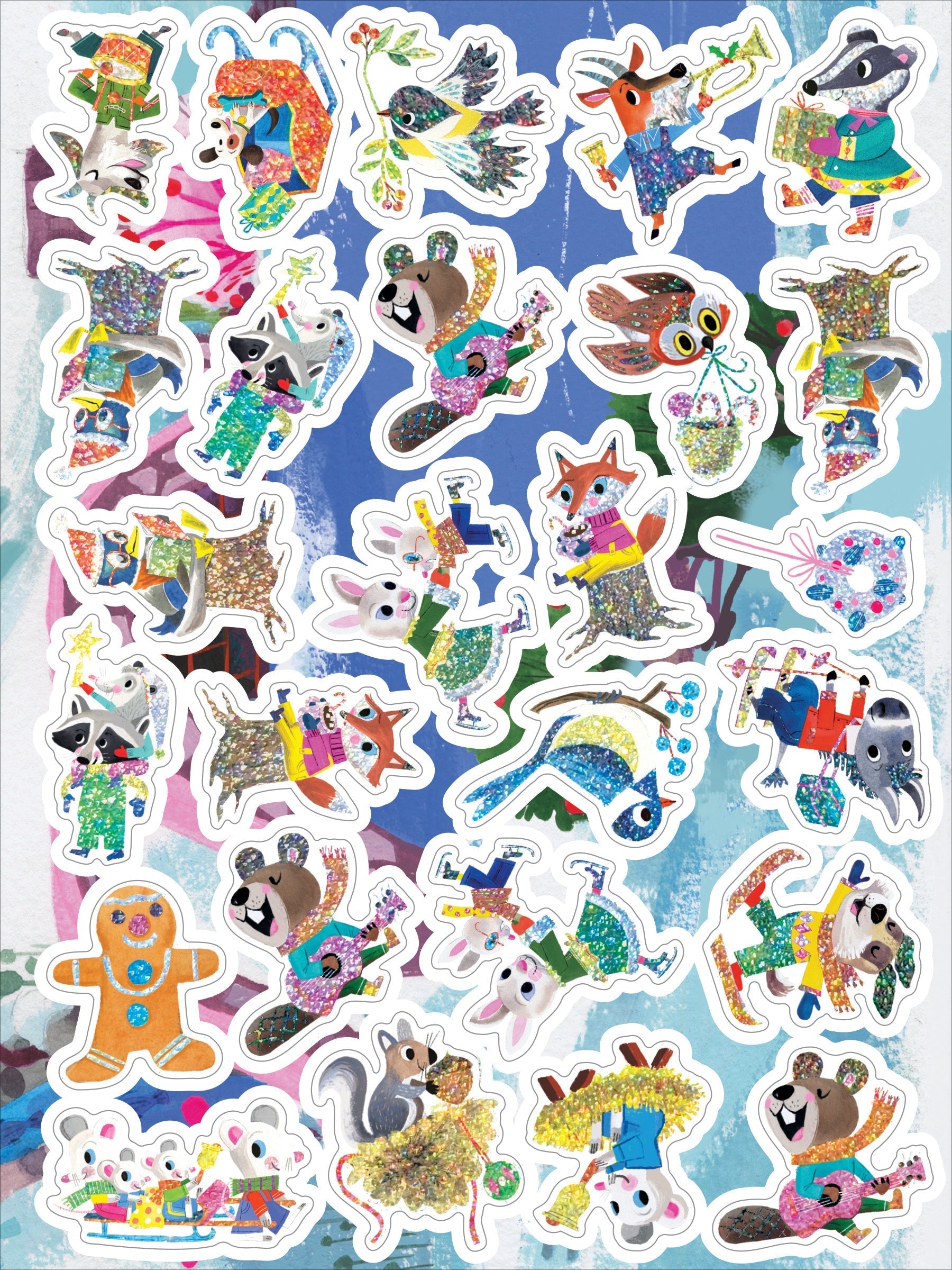 eeBoo Holiday in the Woods Shiny Sticker Book