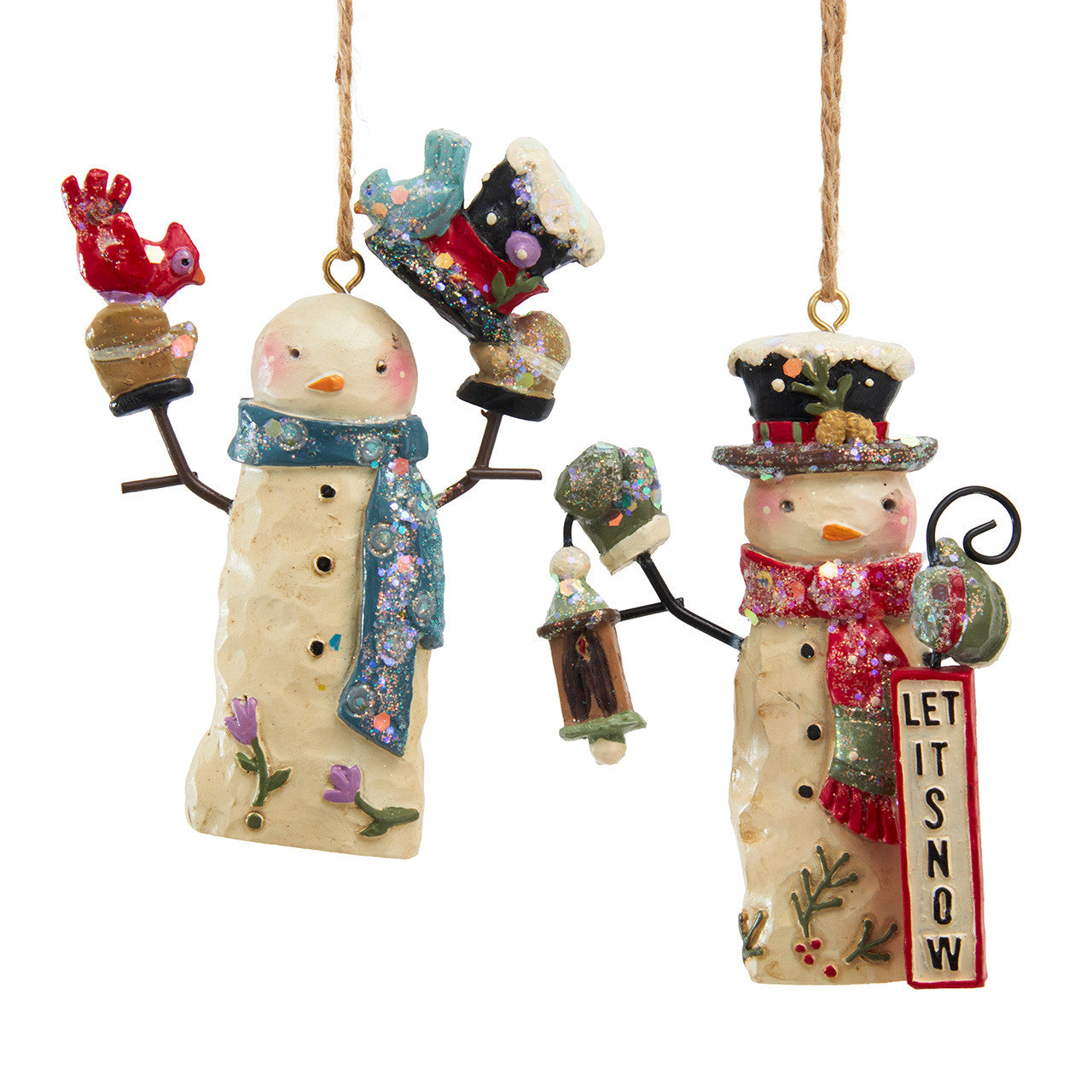Snowman With Birds Ornament (Single) - Random Style