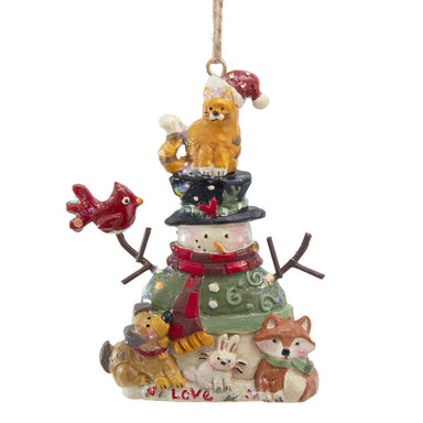 Snowman With Animals Ornament