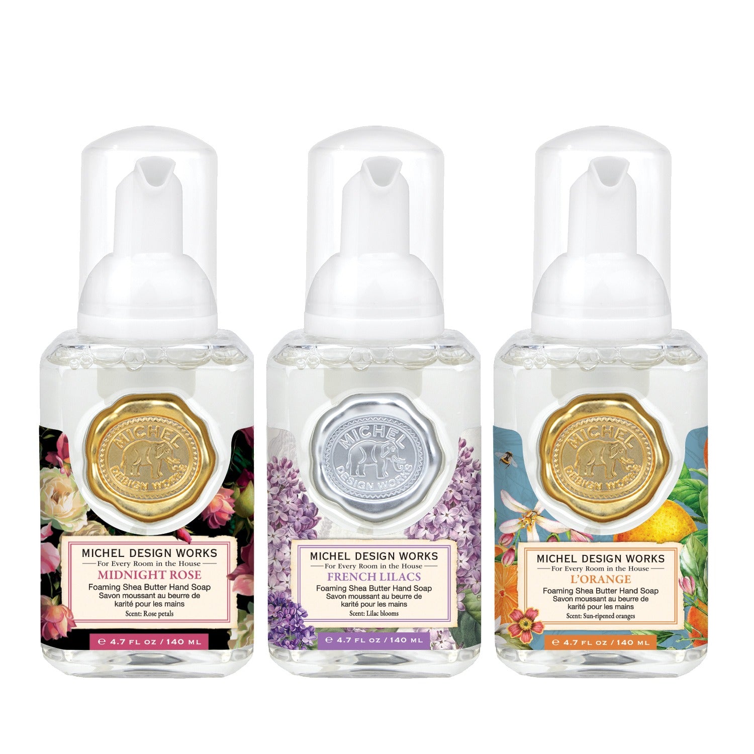 Set of 3 Foaming Hand Soaps - Fresh Picked - Midnight Rose, French Lilac, and L'Orange