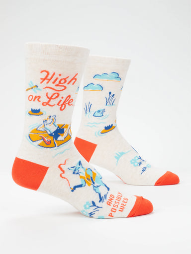 BLUQ Men's Crew Socks - High On Life...And Possibly Weed