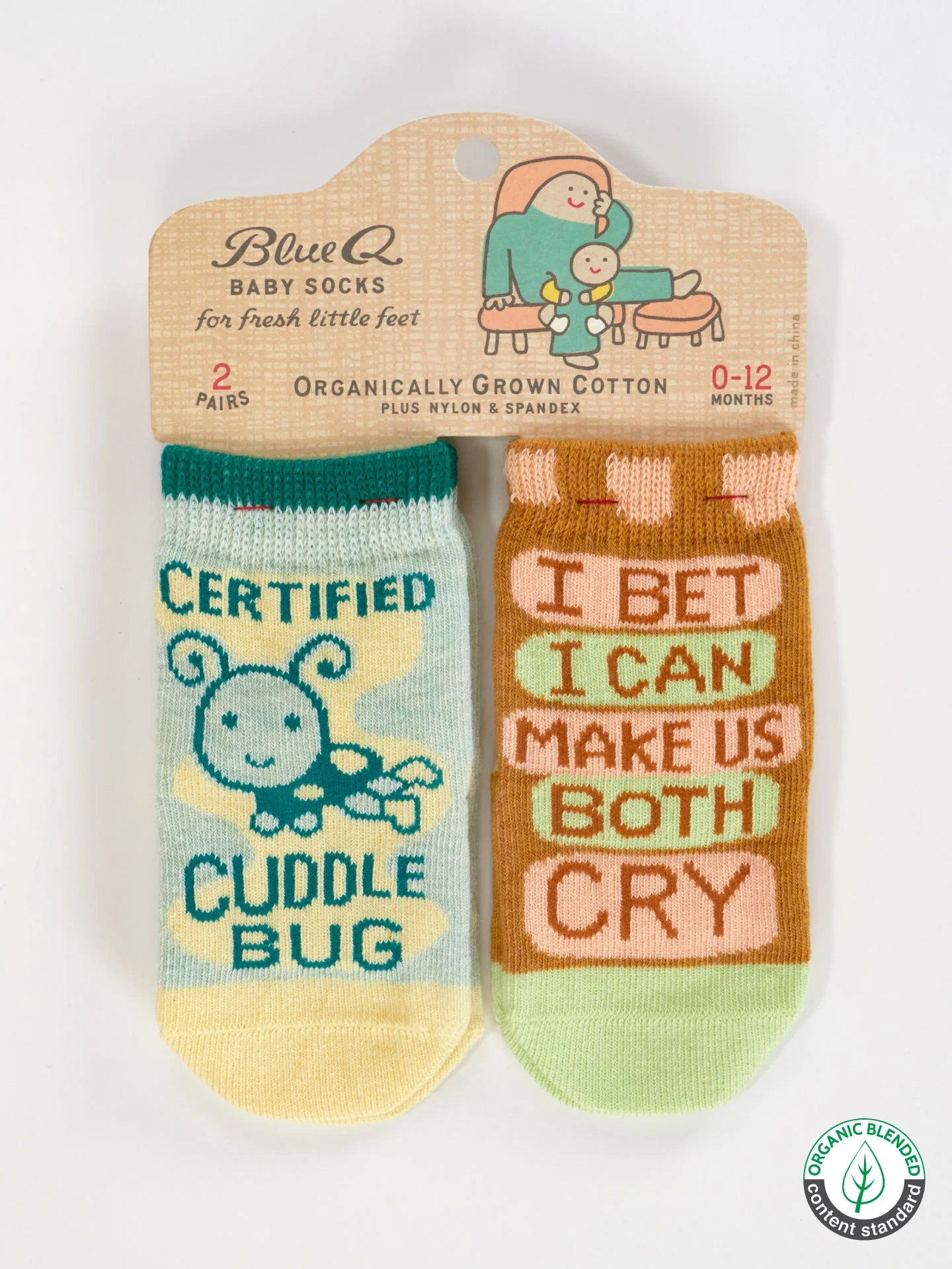BLUQ Certified Cuddle Bug/I Bet I Can Make Us Both Cry Baby Socks